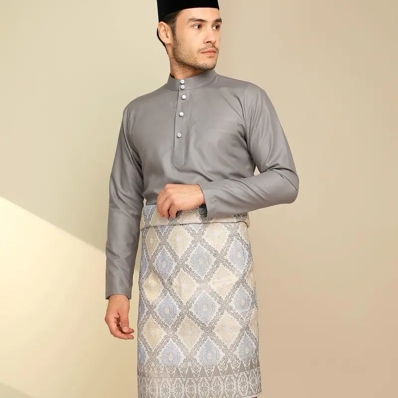 SATU STELAN LENGKAP PRIA DEWASA BAJU+CELANA+SONGKET PAKAIAN TRADISIONAL MELAYU TELUK BELANGA CEKAK MUSANG BAJU PENGANTIN BAHAN BALOTELLI PREMIUM 7