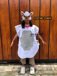 Kostum Domba Flanel Anak Paud Tk Set Lengkap Topeng Kostum Karnaval Pentas Seni Hewan Termurah