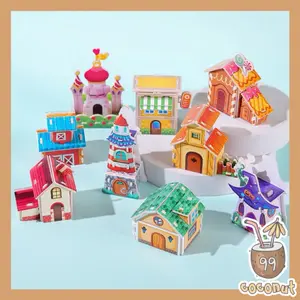 Mainan Edukasi Anak Puzzle 3D Mini DIY Rumah Istana Gabus