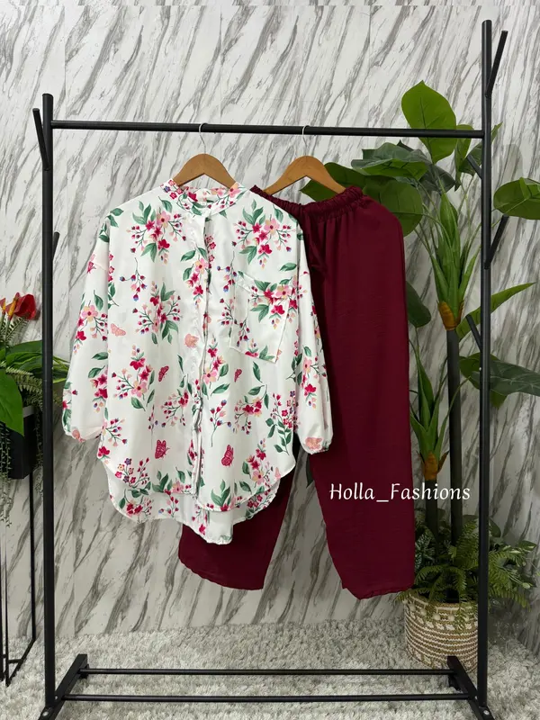 HF - Oneset Lagertha Motif Bunga Katun Crincle  Setelan Wanita 2