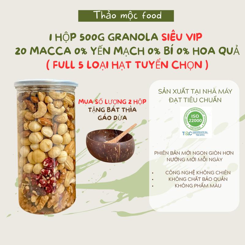   SIÊU VIP  1 hộp 500g Ngũ Cốc Hạt mix 5 loại hạt không bí không hoa quả Thảo Mộc Food  Mua 2 hộp tặng bộ bát  Granola Thức Ăn Socola ngucoc 