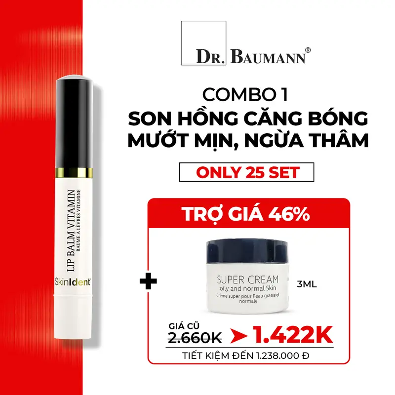 Dưỡng hồng môi Skinident Lip Balm từ Đức, Thụy Sỹ thương hiệu Dr.Baumann 0