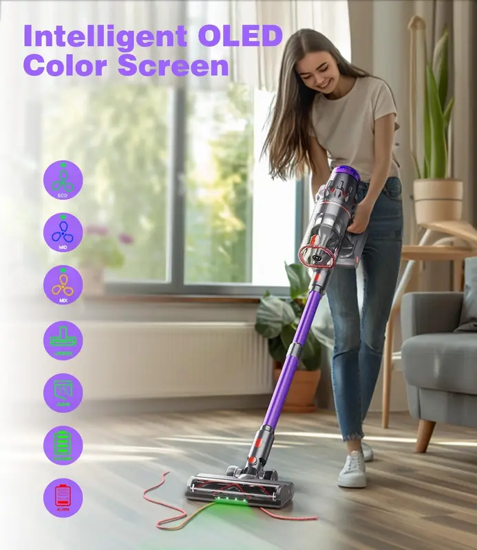 Cordless Vacuum Cleaner, High-Power Lightweight Stick Vacuum for Home and Car Cleaning (Red) 3