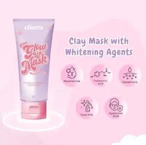 Clay Mask Chierra Pink Glow Up Brightening Clay Mask With Serum Mencerahkan Masker Face Mask