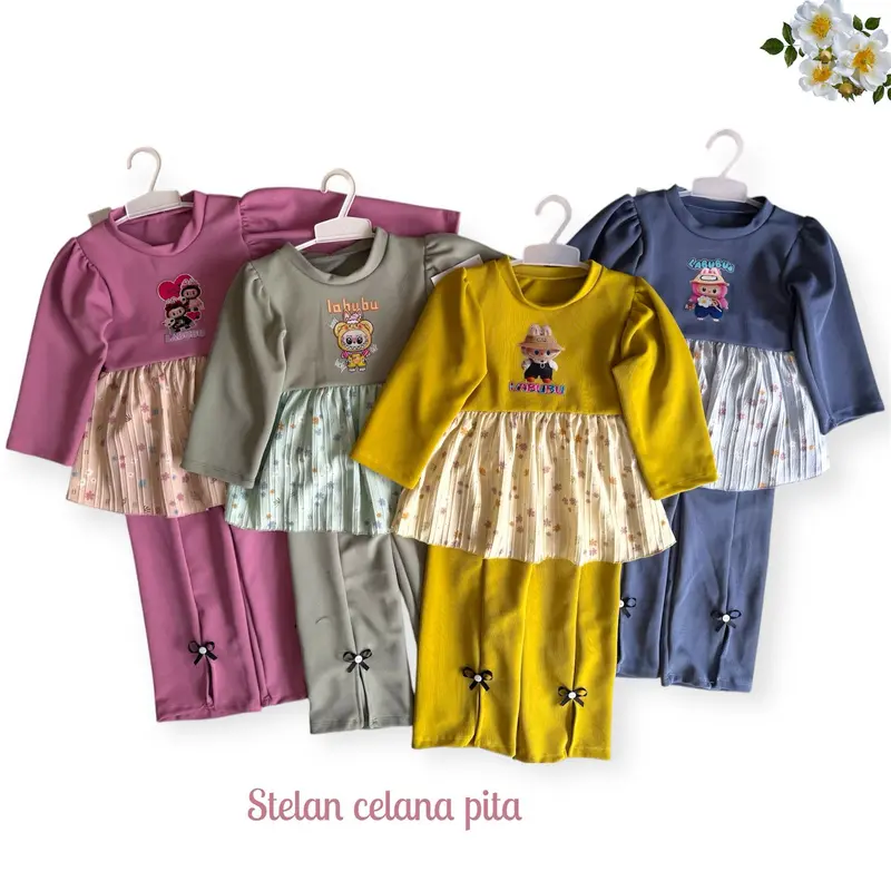 Setelan Anak Perempuan Motif Celana Cutbray-inara 3