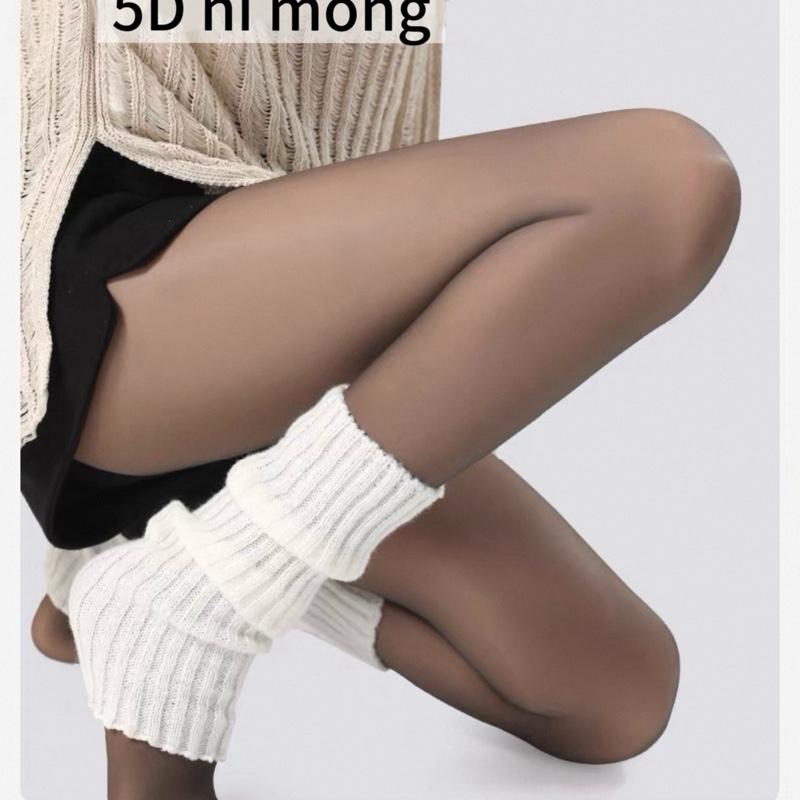Quần tất 5D lót nỉ mỏng 100gr màu đen siêu thật chân che khuyết điểm HOHUDO