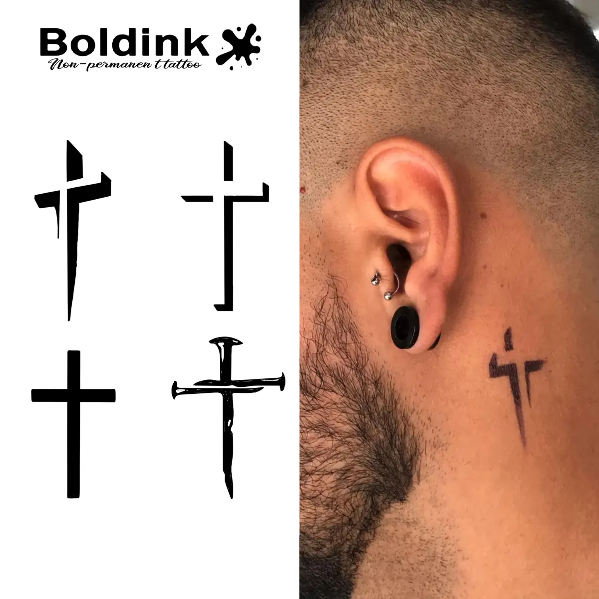 Cross Temporary Tattoo,Lasts To 15 Days New Technology Magic Waterproof Semi Permanent Sticker.