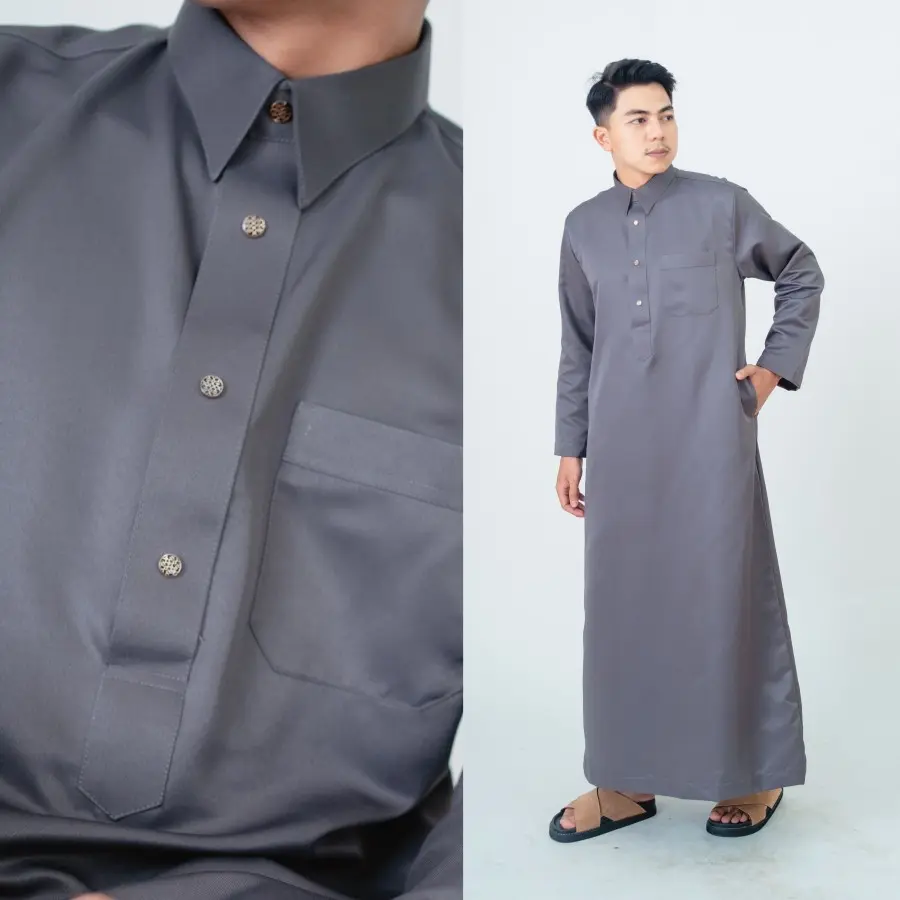 TERBARU Jubah Zayn Jubah Gamis Pria Dewasa Kekinian Jubah Kerah Kemeja Gamis Muslim Jubah Saudi Premium  Fashion Pria Lengan Panjang Bahan Katun Toyobo Size M-5XL COD