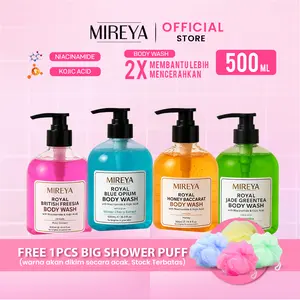 Mireya Royal Body Wash 500ml - Sabun Mandi Cair dengan Niacinamide & Kojic Acid, Membantu Mencerahkan kulit Badan, varian Greentea, Baccarat, Blue Opium, Honey, Freesia