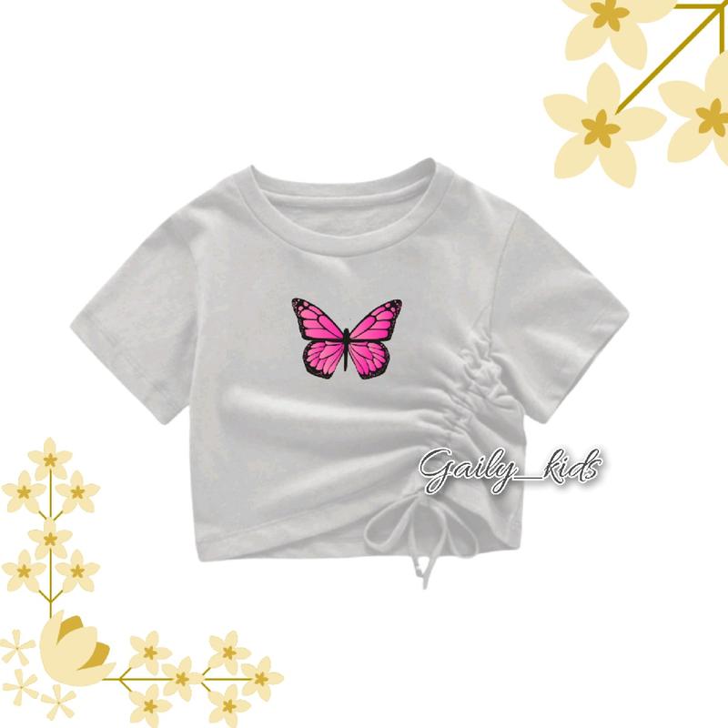 Atasan Kaos Crop Top Lengan Pendek Anak Perempuan 3
