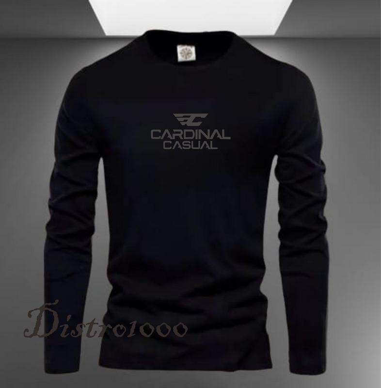 PROMO COD ( BAHAN TEBAL )  Kaos Distro 100% COTTON Kaos pria I Wanita Lengan Panjang[C4RD1N4L C4SU4L]  prin BLAK  Premium 1