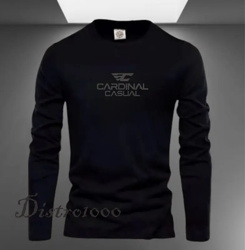 PROMO COD ( BAHAN TEBAL )  Kaos Distro 100% COTTON Kaos pria I Wanita Lengan Panjang[C4RD1N4L C4SU4L]  prin BLAK  Premium 1