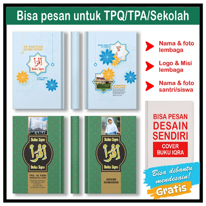 Buku Iqro Anak Berwarna Custom Nama Foto Hard Cover Soft Cover Karakter Anak Laki 8