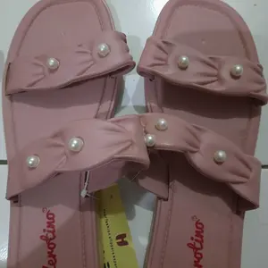 Sandal selop jelly wanita sandal flat empuk nyaman di kaki mewah cantik mutiara Open Toe Hak Datar (1 cm atau kurang) Sendal