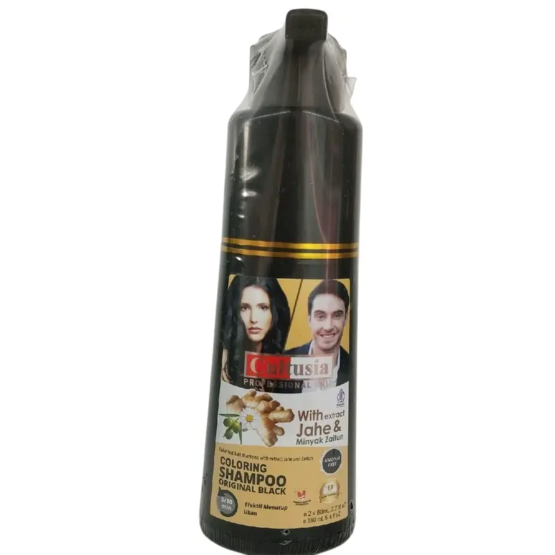 Cultusia Color Fast Hair Shampoo Original Black With Extract Jahe & Minyak Zaitun 160ml Hitam Conditioner Menghitamkan Penghitam 2