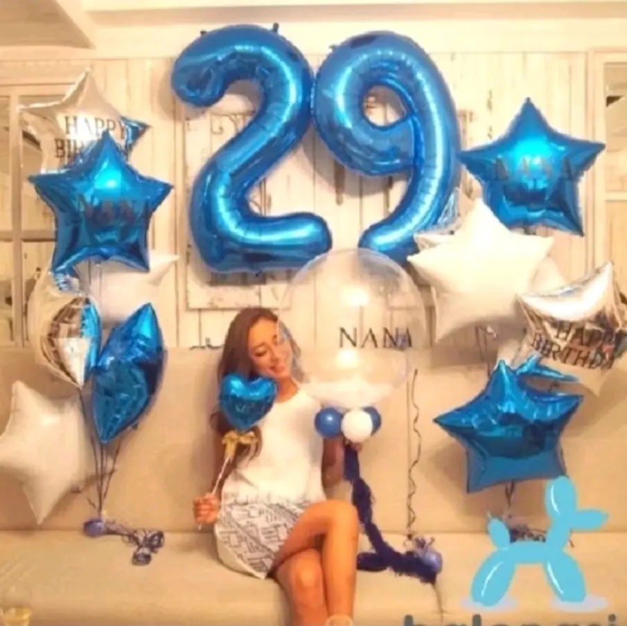 Balon Angka Warna Biru Ukuran Jumbo 80 cm - Ideal untuk Dekorasi Acara Spesial