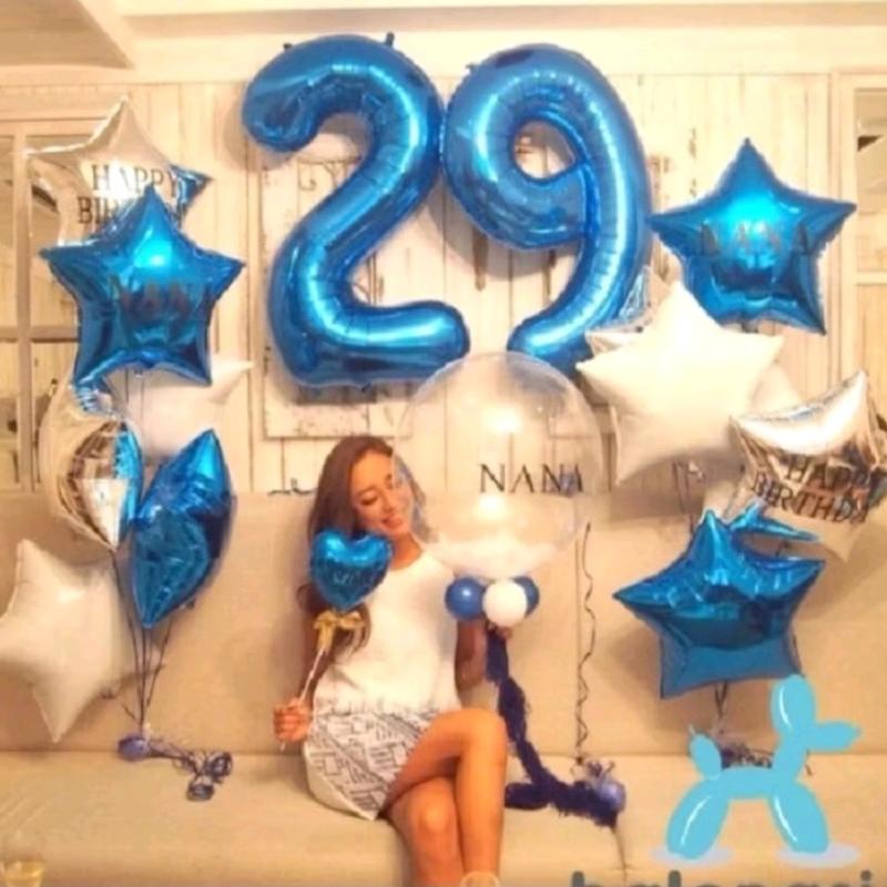 Balon Angka Warna Biru Ukuran Jumbo 80 cm - Ideal untuk Dekorasi Acara Spesial 0