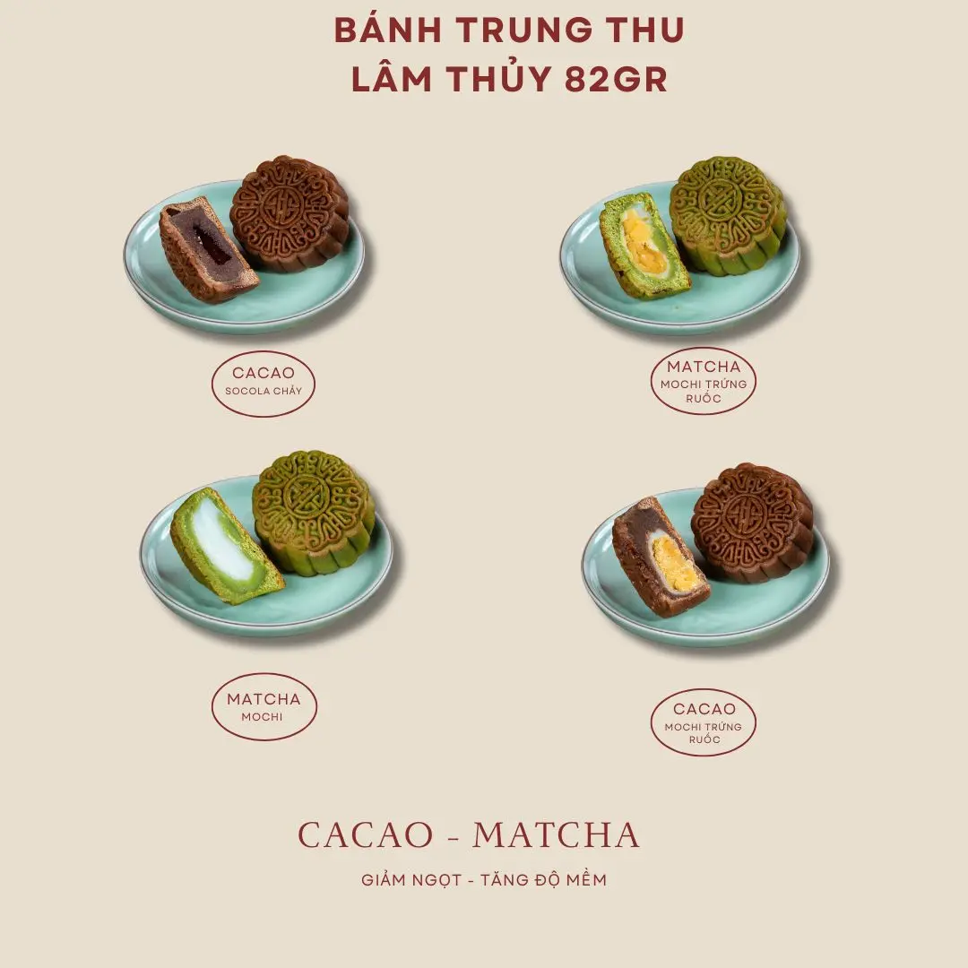 Bánh trung thu Lâm Thủy 82gr - cacao mat cha mochi nướng trứng ruốc