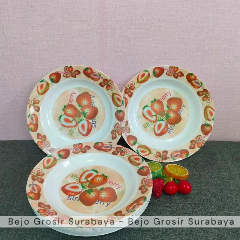 PAKET HEMAT 6/12 Pcs Piring Makan Melamin 9 Inch 23 Cm - Melamin Meishing - Warna Random T109 3