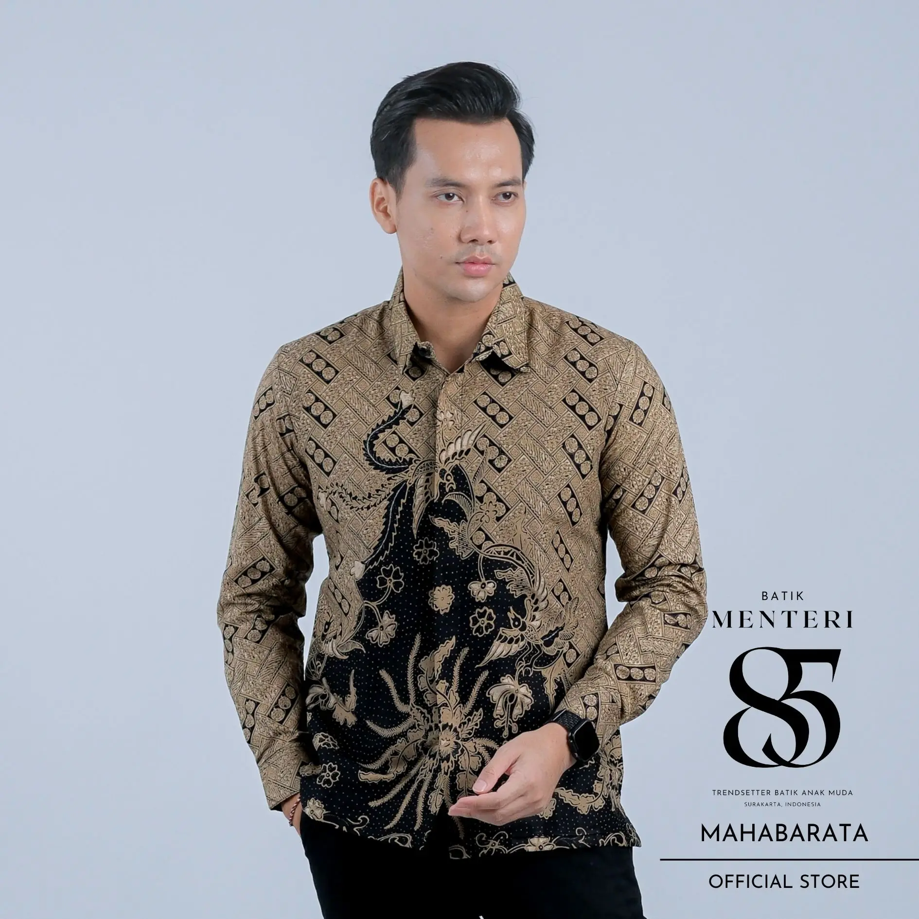 Batik Menteri 85 Motif Mahabarata Batik Kerja Kondangan Kemeja Batik Slimfit Lapis Furing