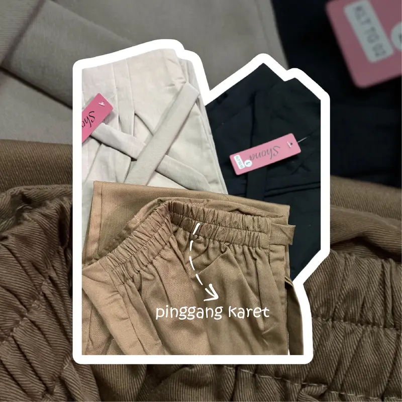 Shona - Celana Kulot Anak Perempuan Usia 7-15 Tahun Highwaist Pita Samping Panjang Katun Drill Casual Basic Loose Pants Terbaru 5