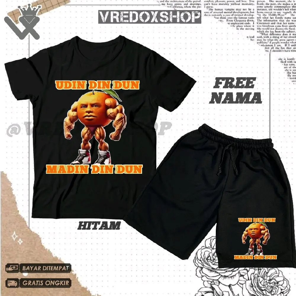(BISA COD) Setelan Kaos Celana Pendek Anak Motif Brainrot anomali viral UDIN DIN DUN MADIN DIN DUN/ Set Baju Anomali Udin din dun Madin Din dun Baju anak keren Viral/ T-shirt Kids Pakaian Fashion Anak untuk Laki-laki dan Perempuan Usia 3-12 Tahun Distro
