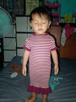 Product Review of Dress Aurora - Dress rajut anak Perempuan strip Lengan pendek Curly usia 1-6 Tahun from e**r 2