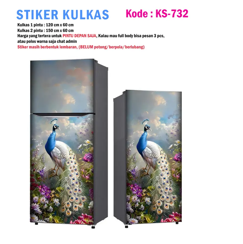 Stiker Kulkas 1 Pintu dan Sticker Kulkas 2 pintu Burung Merak 4