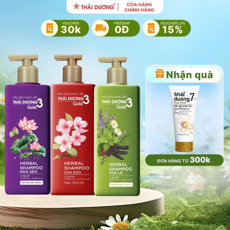 Dầu gội Dược Liệu Thái Dương 3 Chai 500ml/333ml/ 200ml  - Sao Thái Dương