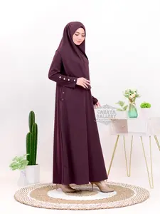 Cahaya Gallery  - Keyra Dress Batwing Button Knit Premium - Maxi Dress Kekinian Muslim Panjang Dewasa Wanita Kondangan Casual Hitam Gamis Pesta Remaja Mewah Lebaran