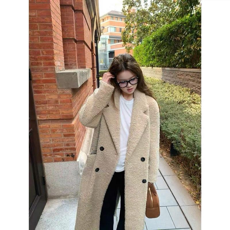  PRE-ORDER Áo lông cừu khoác dài trong lót trần da lộn from 52-65 kg  cổ vest khoác basic dành cho nữa mùa đông 