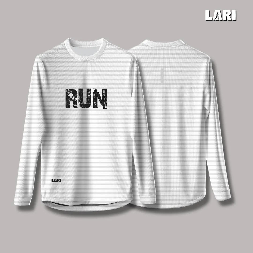 JERSEY LARI - Lengan Panjang Run White Dry Fit Running