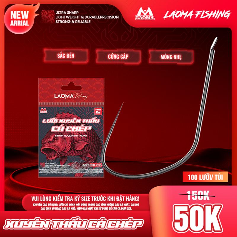 Lưỡi Xuyên Thấu Cá Chép - Lưỡi Không Ngạnh - 100 lưỡi - Lưỡi Cá Chép - Lưỡi Câu Đài - LAOMA FISHING