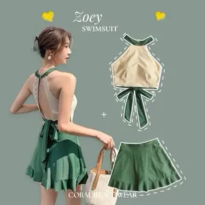 [CORAL] ZOEY SEXY SWIMSUIT SET 2 PCS | BAJU RENANG WANITA BAJU PANTAI BEACHWEAR SWIMWEAR