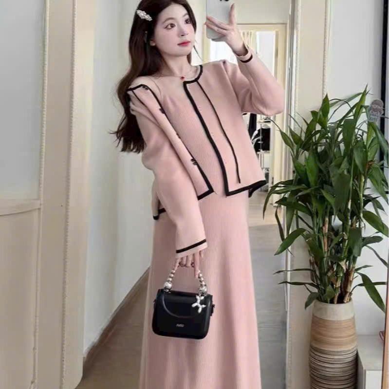 Set Đầm Bầu Len Tăm Cổ Buộc Nơ Cao Cấp – 3 Màu Siêu Sang Siêu Mềm