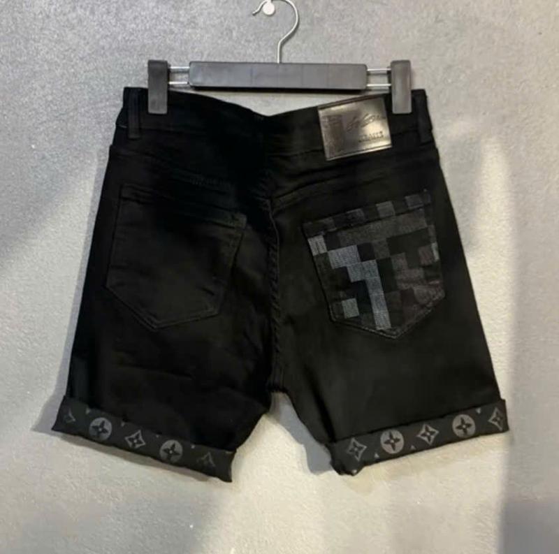 Quần short jean nam đen trơn phối thêu họa tiết ,chất bò co giãn tốt dày dặn mẫu mới hottrend