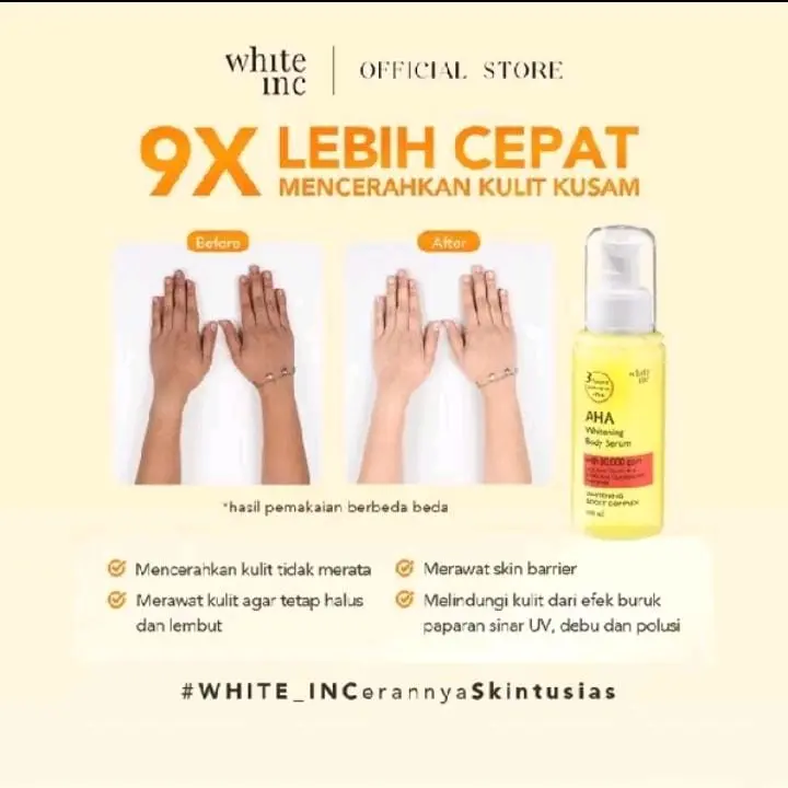 WHITE INC 3PCS AHA Body Serum to Whitening & Moisturising | Hand Body Lotion Serum Pencerah kulit melembabkan kulit Mencerahkan Melembutkan Hitam 3