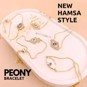 Peony Bracelet - Gelang Tangan Wanita Mutiara Air Tawar Gemstone Crystal Healing Stone Batu Anti Karat Pudar Murah Handmade Buatan Tangan Adjustable