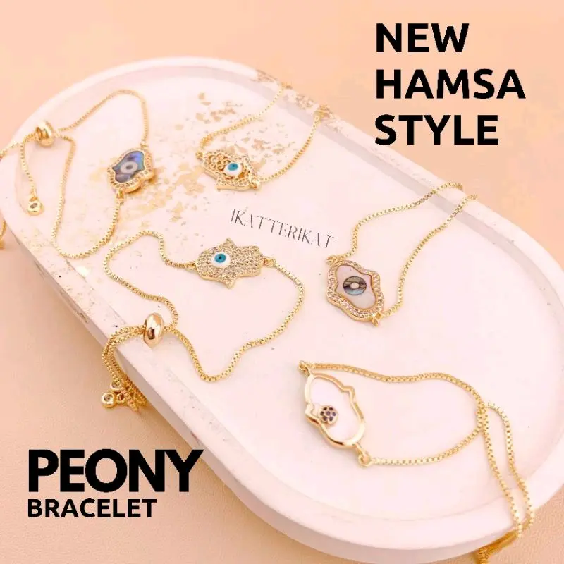 Peony Bracelet - Gelang Tangan Wanita Mutiara Air Tawar Gemstone Crystal Healing Stone Batu Anti Karat Pudar Murah Handmade Buatan Tangan Adjustable