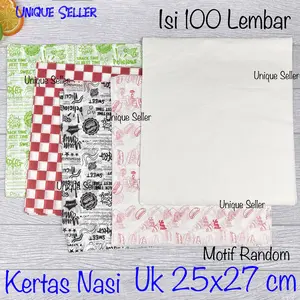 kertas Nasi KFC 25x27 cm isi 100 Tahan Minyak Anti Lengket Kuat MG Paper / Kertas Nasi Putih 25 x 27 cm Kertas Nasi Putih Motif Warna Warni