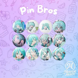 Medium | Pin Bros Button 44mm Karakter Hatsune Miku Lucu Imut Aesthetic Colorful Glossy Bag Pin Clips | Akesoris Tas & Pakaian