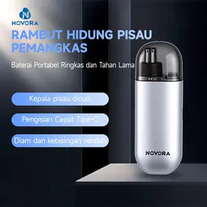 NOVORA Pemotong Bulu Hidung Listrik Tipe-C yang Dapat Diisi Ulang dan Portabel untuk Penggunaan di Rumah dan Perjalanan