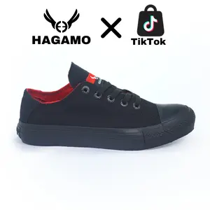 Sepatu Hagamo Sneakers Casual Original Unisex Canvas Model ORION LOW - ALLBLACK