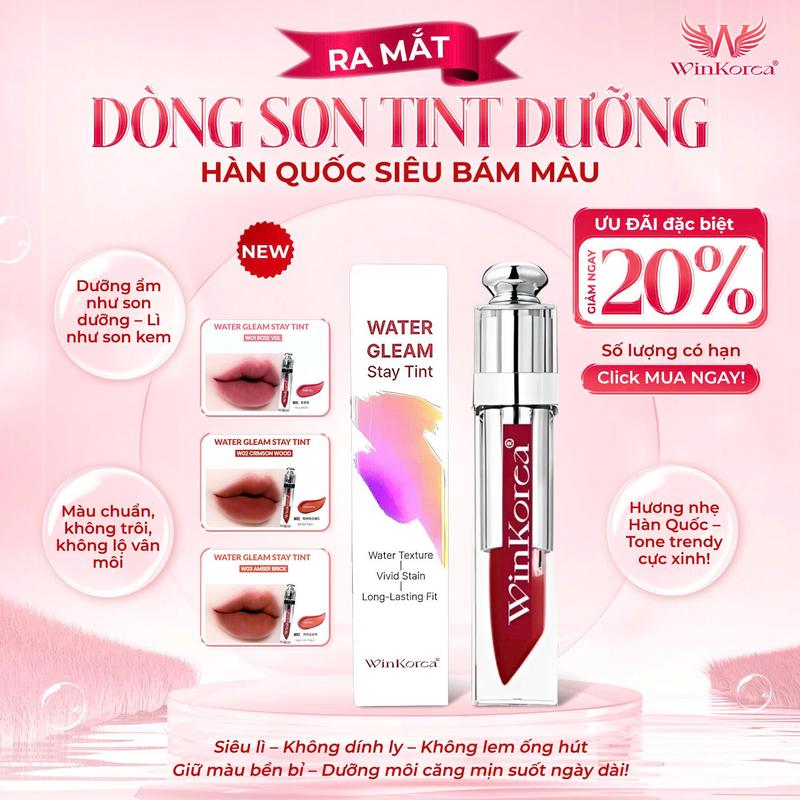 Son Tint Dưỡng Siêu Bám Màu Không Dín Ly và Ống Hút Hàn Quốc 5g WinKorea Tặng 1 Chai Tẩy Trang 30ml