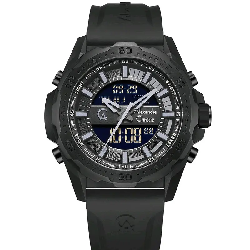 AC 9370 Jam Tangan Pria Alexandre Christie 9370 Rubber Digital Cowok Watches 0