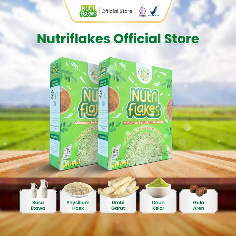 Nutriflakes Sereal Umbi Garut Bantu Redakan Asam Lambung dan Maag Paket 1 Box 1