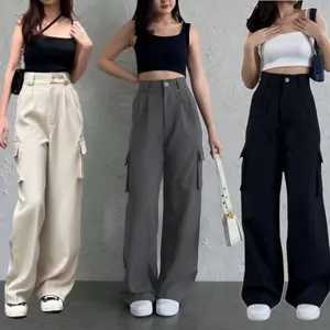 Celana Cargo Wanita Highwaist Kulot Cargo Wanita Korean Style