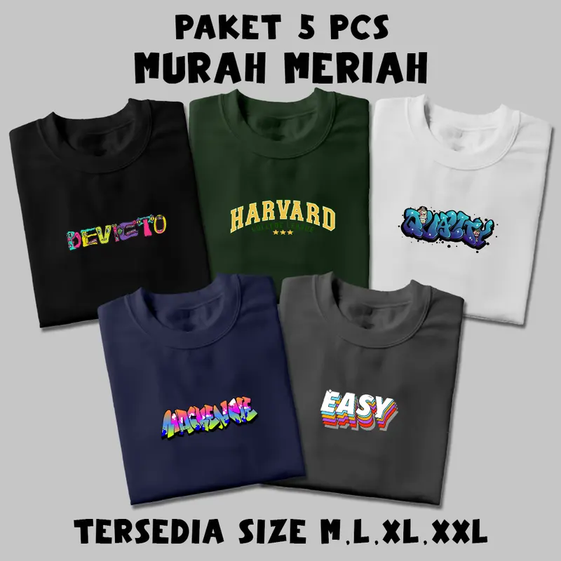 (PAKET HEMAT 5 PCS CUMA 100 RB) KAOS DISTRO PRIA/WANITA UNISEX LENGAN PENDEK DEWASA M.L.XL.XXL bajudistro Katun Lembut Oblong 0