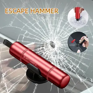 Car Escape Tool - 2-in-1 Window Breaker & Seatbelt Cutter, Life-Saving Vehicle Safety Hammer, Auto Glass Breaker for Emergencies - Black