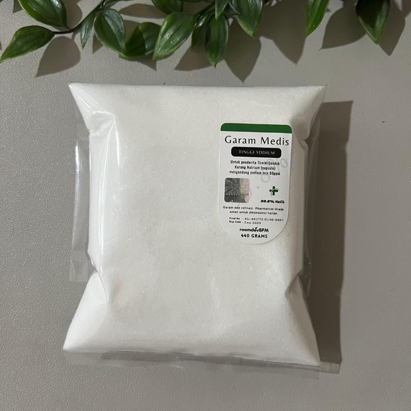 Garam Organik Non Yodium Konsumsi pada Hipertiroid dan Hiponatremia Phamatical Grade 99.89% NaCL - 440 Gram Refill Pack - Toples, Salt 9